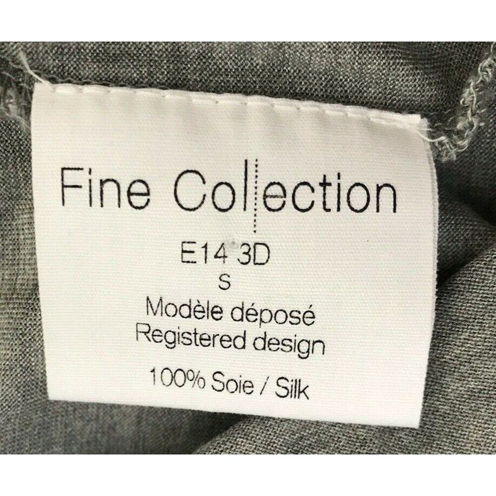 Fine Collection Designed In Paris Gray Silk Top Women's Small Key Hole Neck - Picture 3 of 8